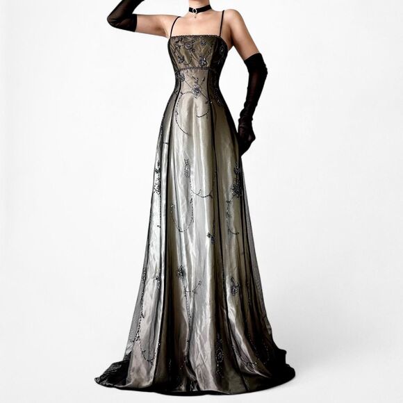 green emerald velvet dress Black/Gold Ombré Lurex Bustier Gown with Train